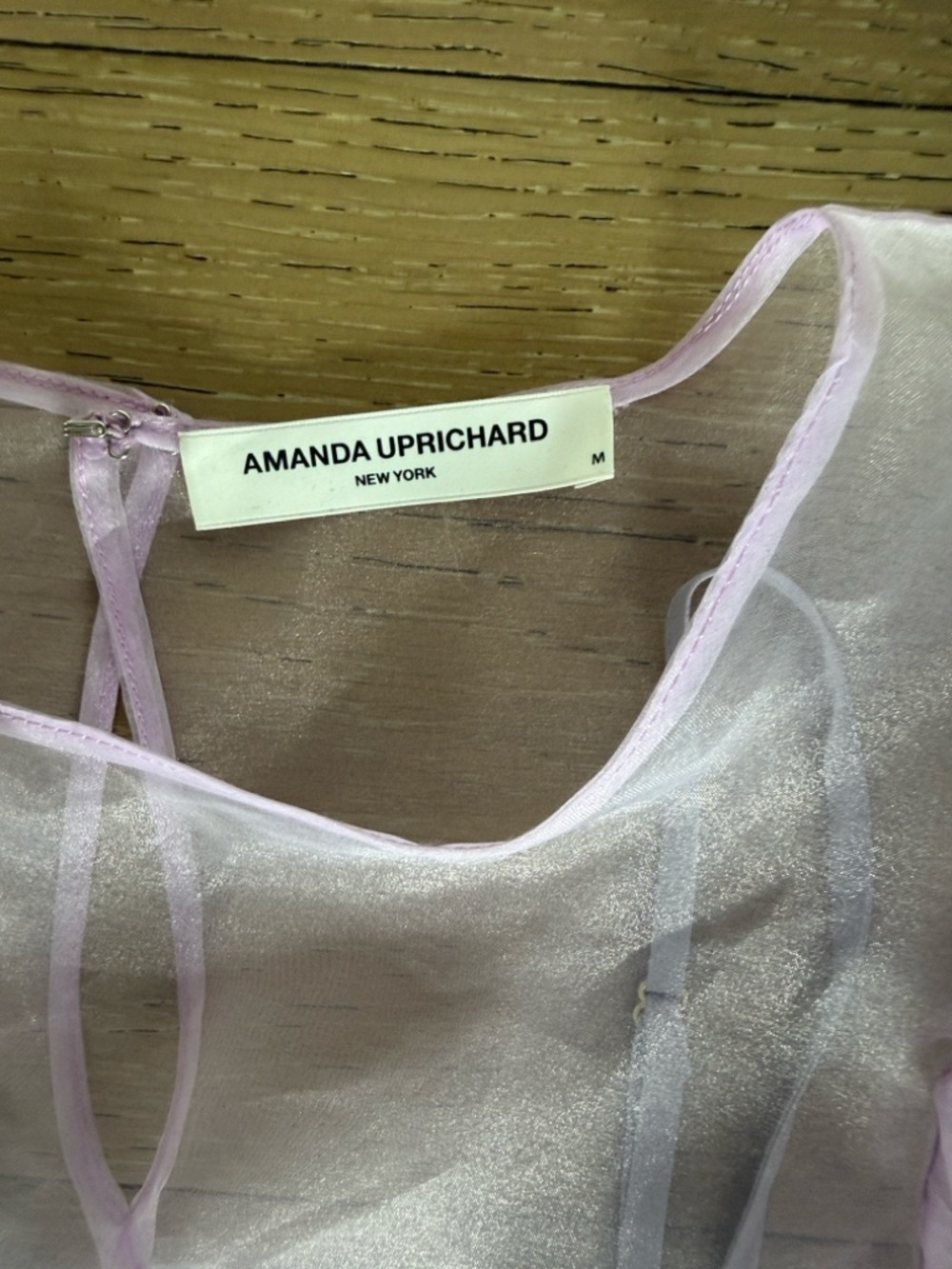 Amanda Uprichard Sheer Lavender Puff Sleeve Top - Picture 3 of 3